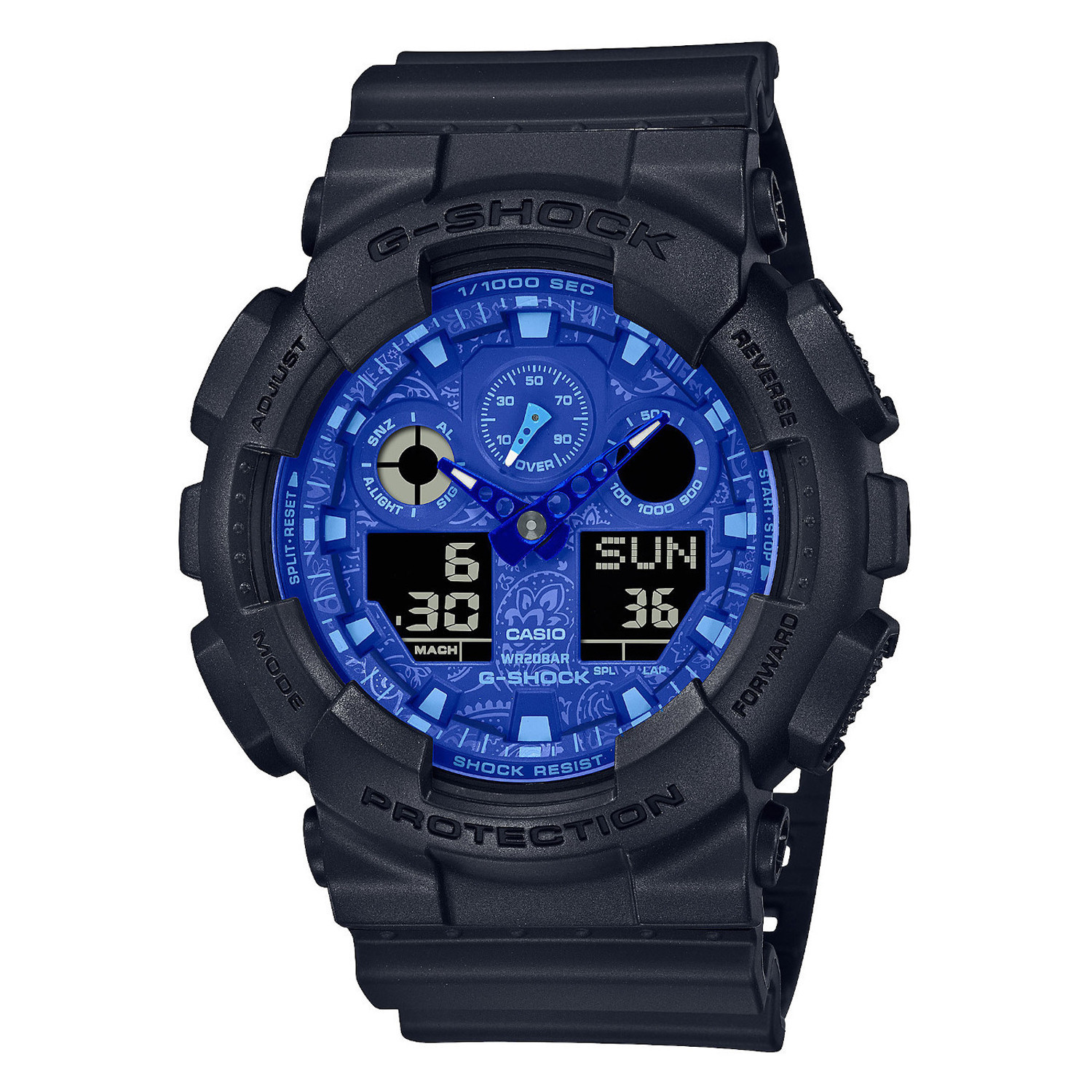 Montre Casio G-Shock analogique/numérique
noire/bleue