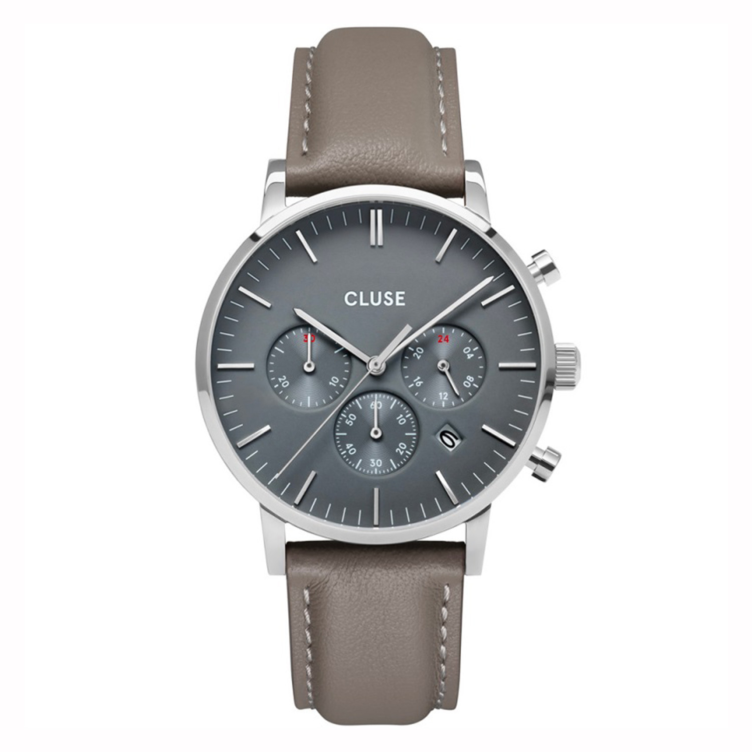 Coffret de montre Cluse Aravis Chrono cuir/acier