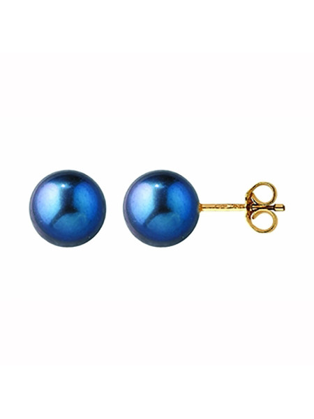 Boucles d'oreilles Brillaxis perles de culture or teintées noires 7.5 mm