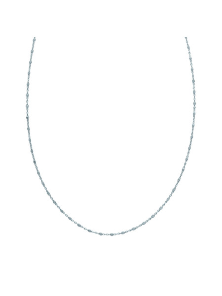 Chaîne Brillaxis maille fantaisie perles plates argent 45cm