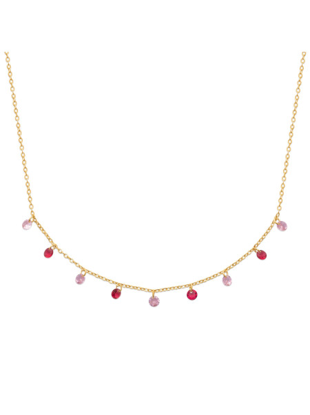 Collier Brillaxis perles de verres camaïeu rose plaqué or