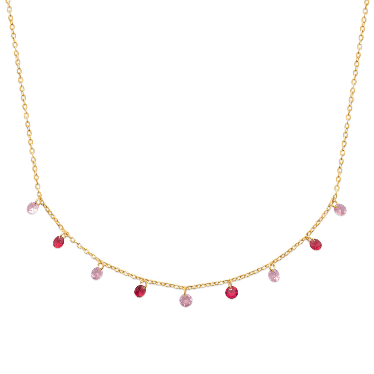 Collier Brillaxis perles de verres camaïeu rose
plaqué or