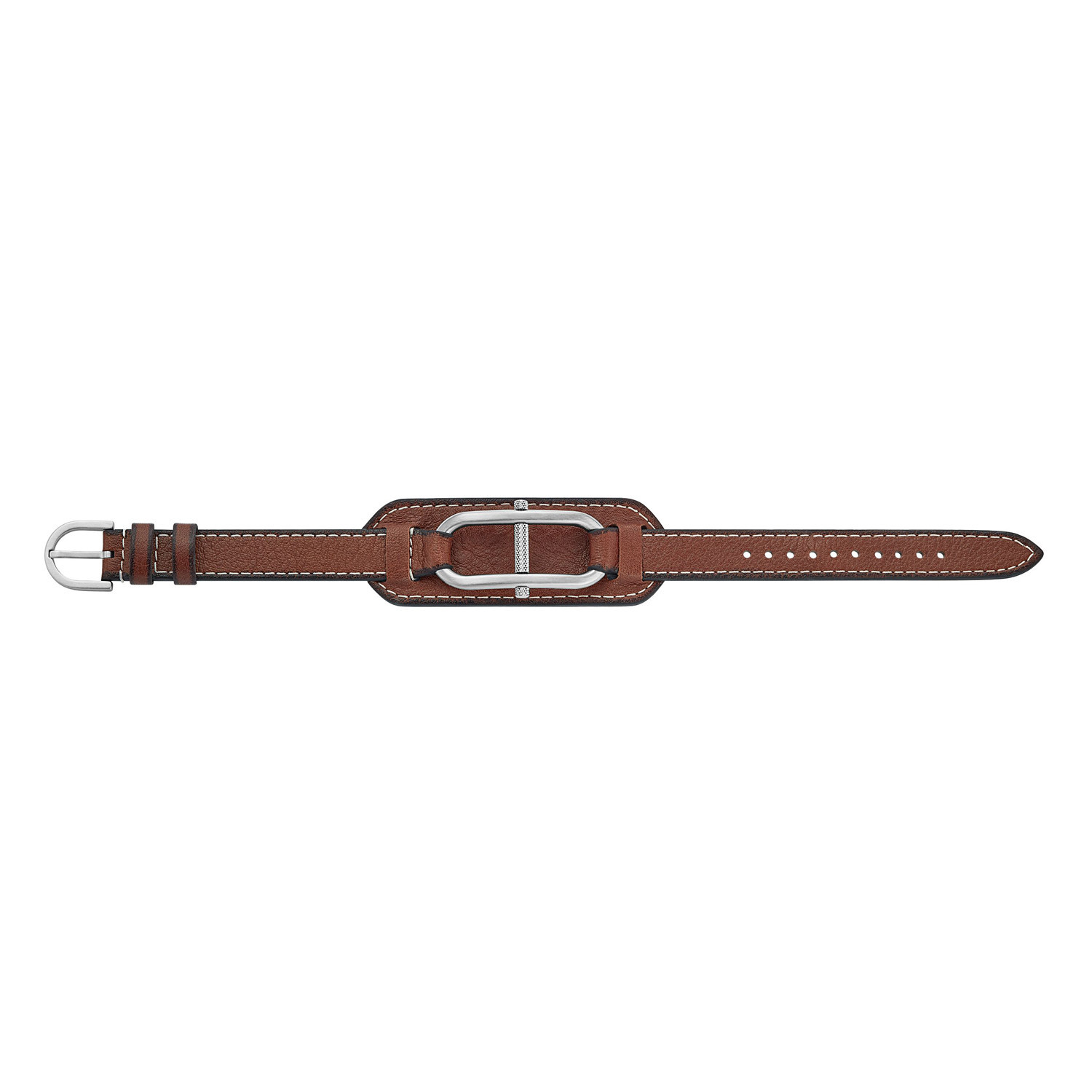 Bracelet homme Fossil Heritage D-Link cuir brun
motif ovale avec barette acier