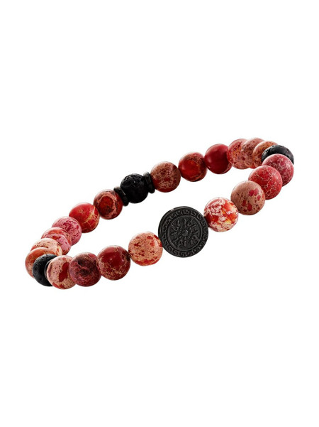 Bracelet homme Jourdan Yasur perles naturelles rouge