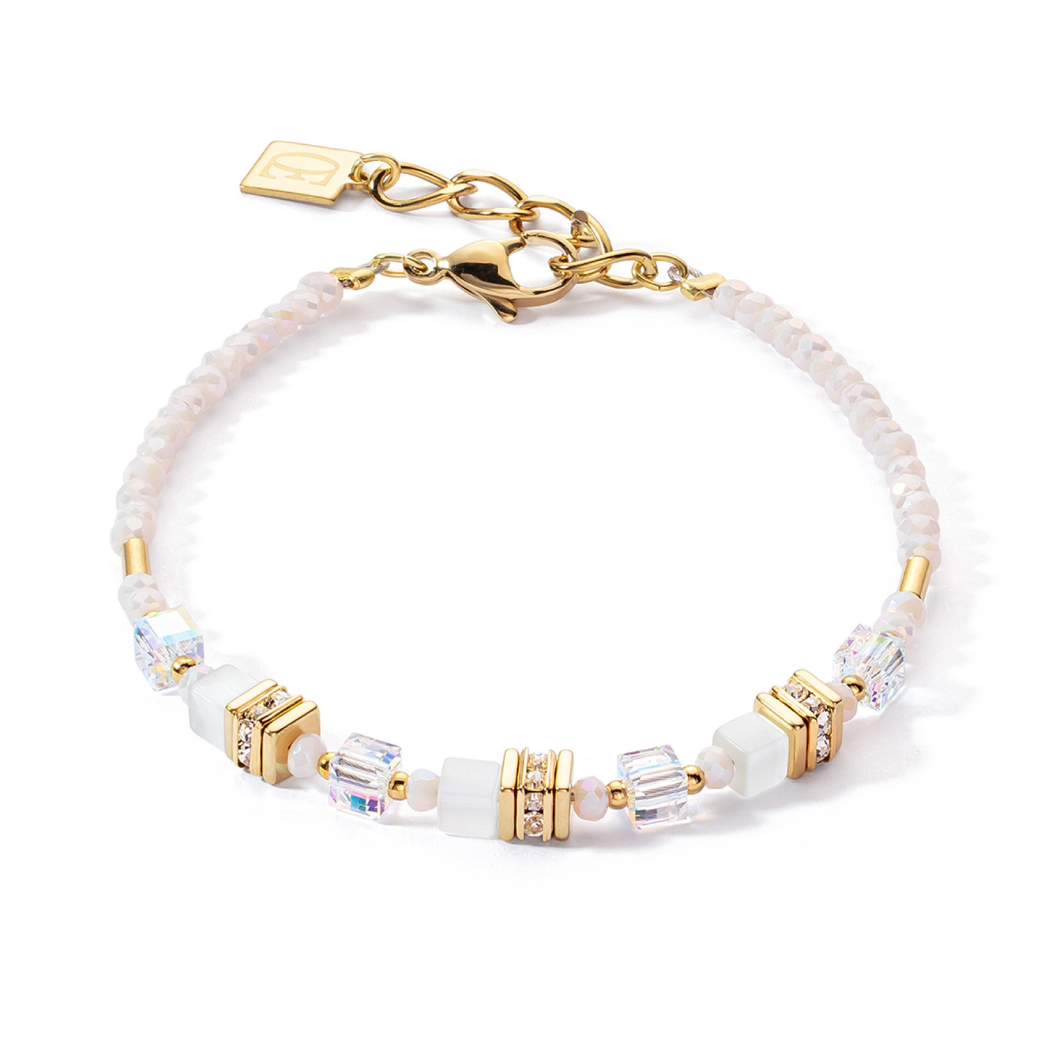 Bracelet Coeur de Lion motif mini-cube blanc