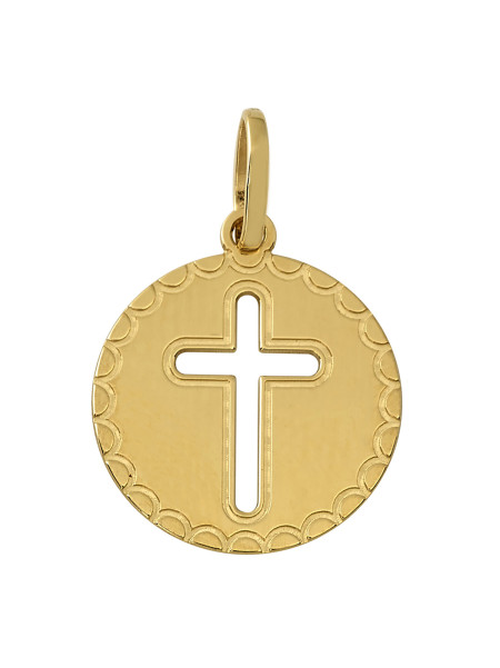 Médaille Brillaxis or jaune 18 carats croix ajourée