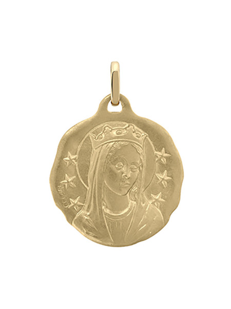 Médaille ronde vierge couronnée or jaune 18 carats