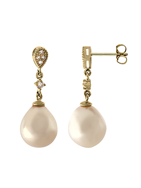 Boucles d'oreilles or perles de culture diamants
7 mm