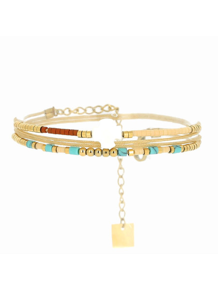Bracelet Zag Bijoux multirangs turquoise