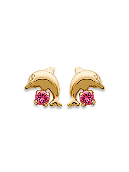 Boucles d'oreilles enfant Brillaxis dauphin rose