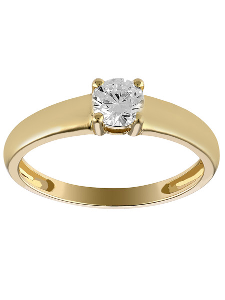 Solitaire Brillaxis or jaune 9 carats oxyde
