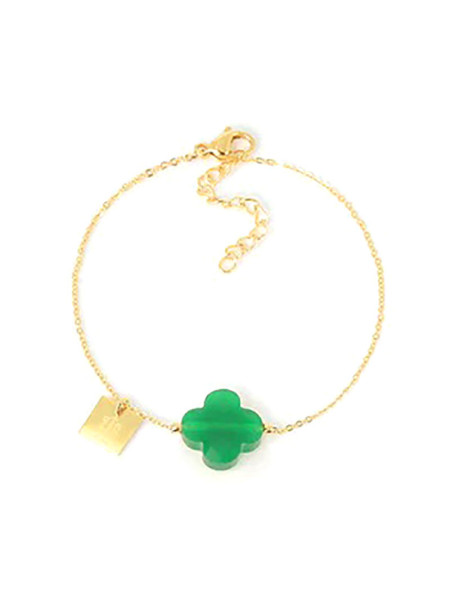 Bracelet trèfle vert ZAG Bijoux en acier doré