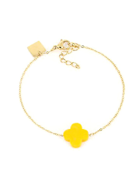 Bracelet trèfle jaune ZAG Bijoux en acier doré
