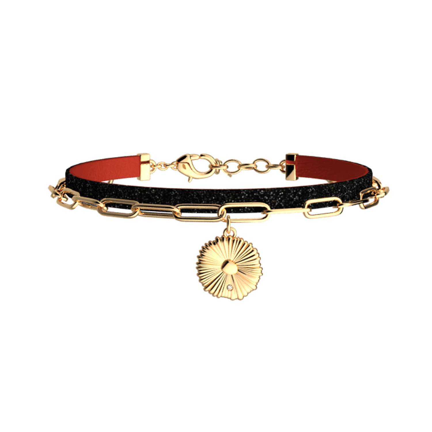 Bracelet Les Cadettes Multi-Rang Lotus
cuir rouge et paillettes noires
