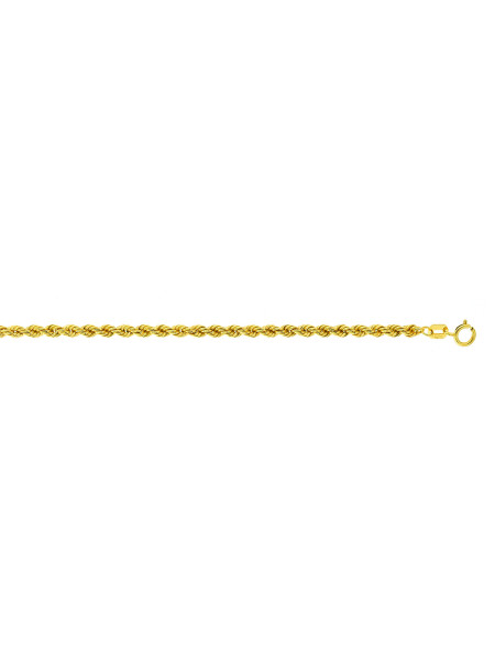 Chaîne Brillaxis corde creuse 2.7mm or jaune 9K