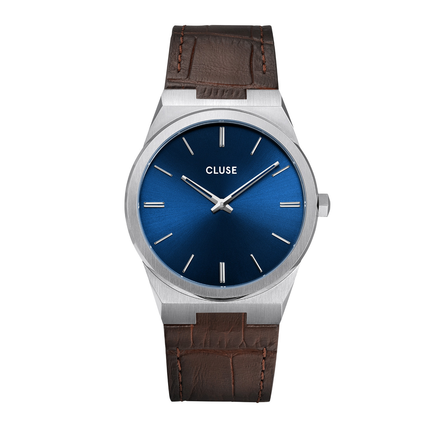 Montre homme Cluse Leather Dark Brown, Silver Colour