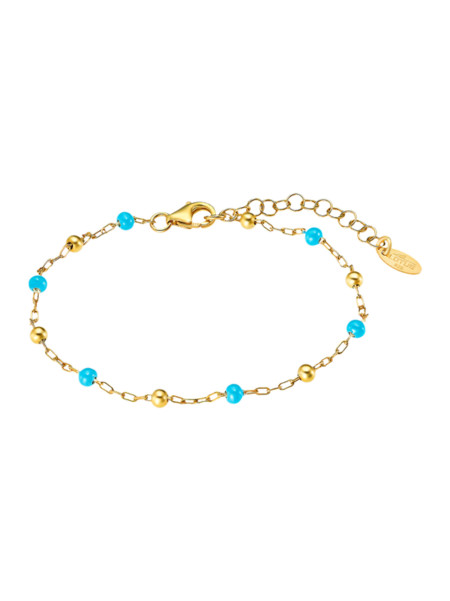 Bracelet souple Lotus Silver doré et perle
turquoise