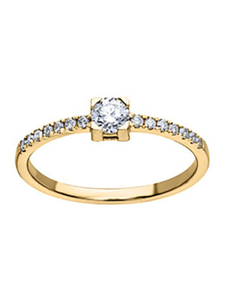Solitaire accompagné or jaune 18 carats