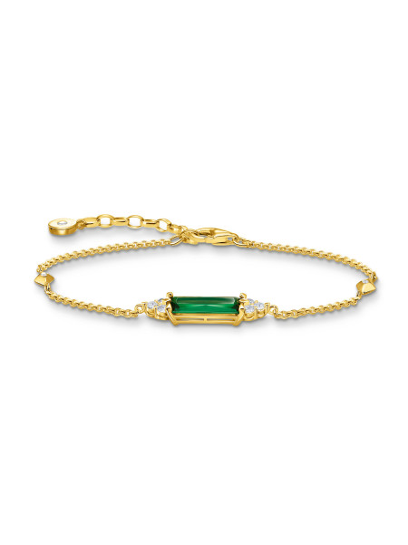 Bracelet Thomas Sabo argent plaqué or pierre verte