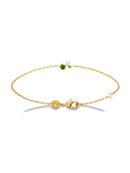 Bracelet Brillaxis plaqué or oxyde vert et blanc