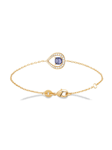 Bracelet Brillaxis plaqué or goutte bleue