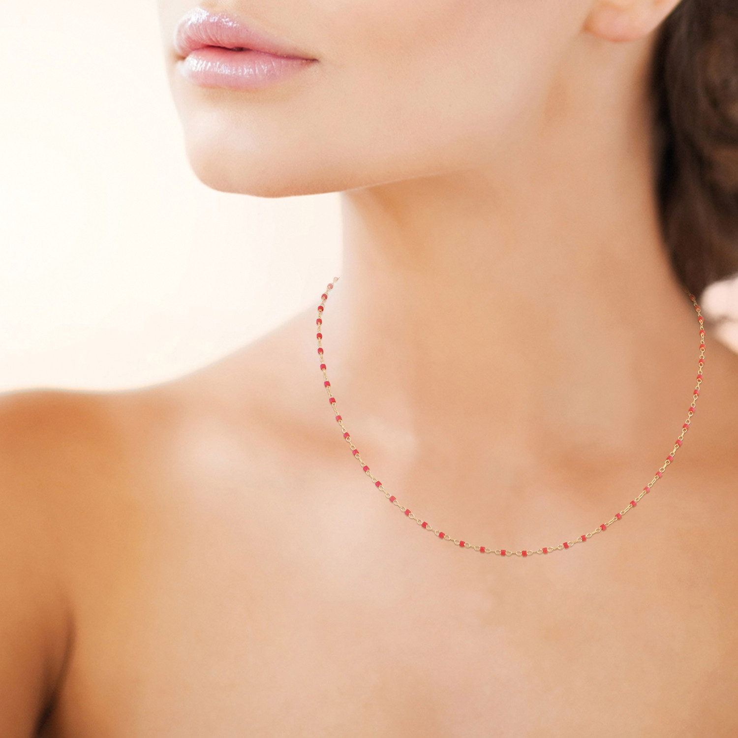 Collier Brillaxis perles de Miyuki rouge plaqué or