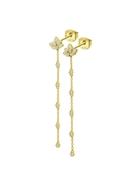 Boucles d'oreilles Lotus Silver pendantes plaqué or