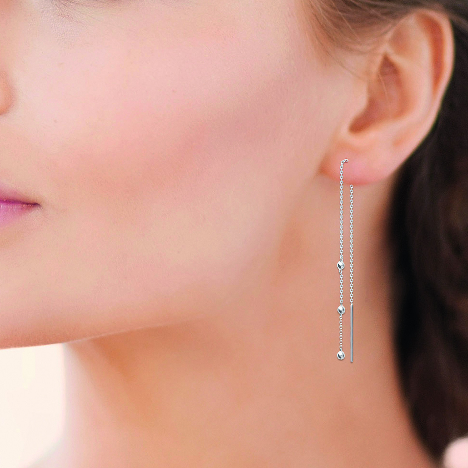 Boucles d'oreilles Brillaxis chaînes avec perles
argent rhodié