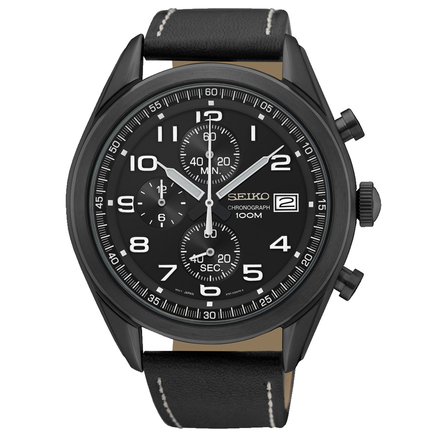 Montre Seiko sport chronographe cuir noir SSB277P1