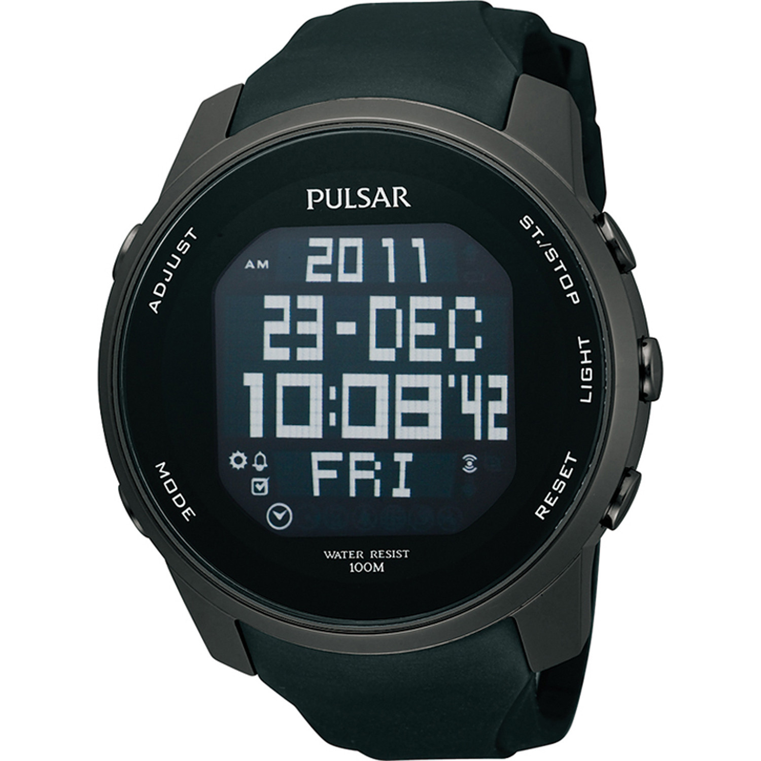 Montre Pulsar sport silicone noir chrono alarme