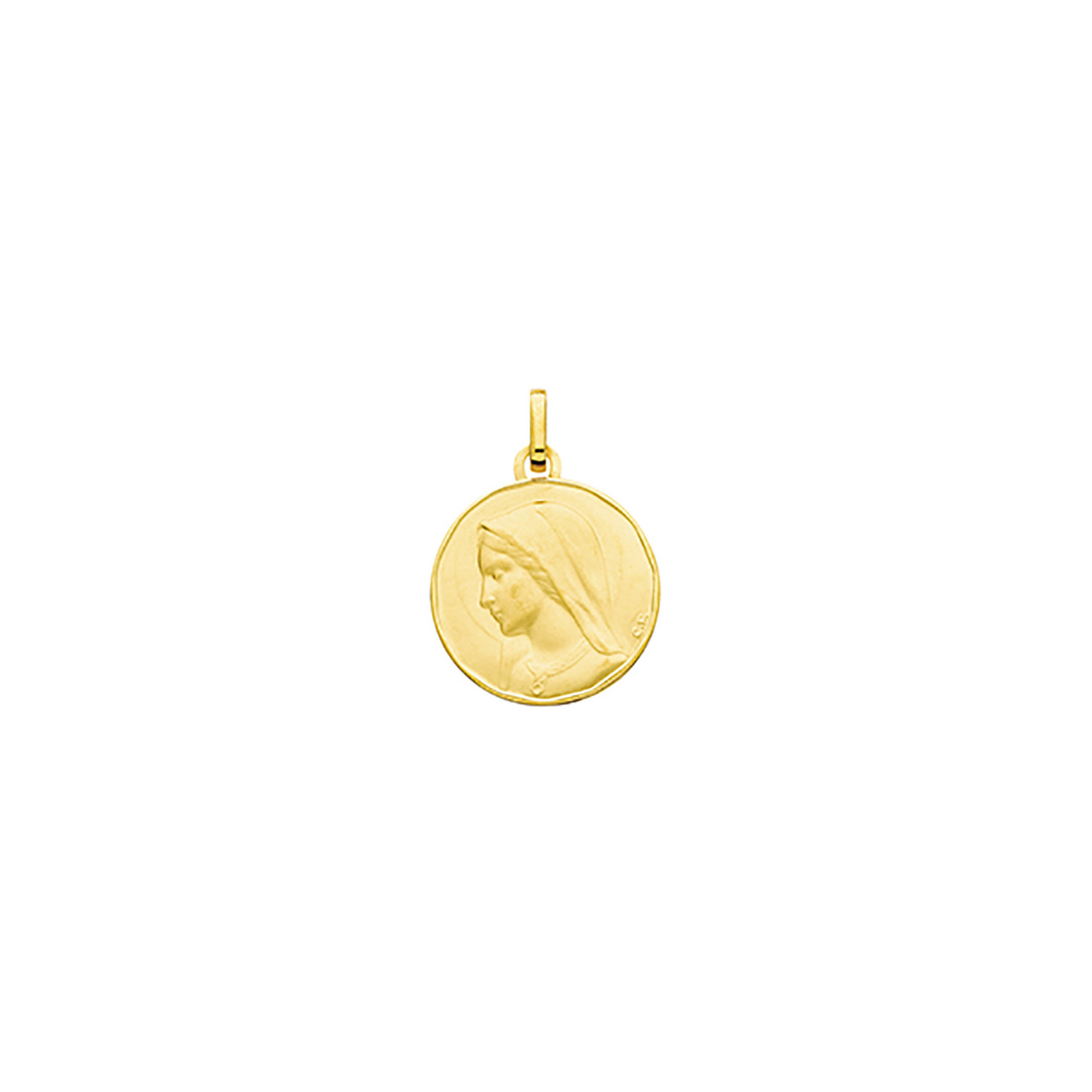 Médaille vierge profil gauche or jaune 9 carats