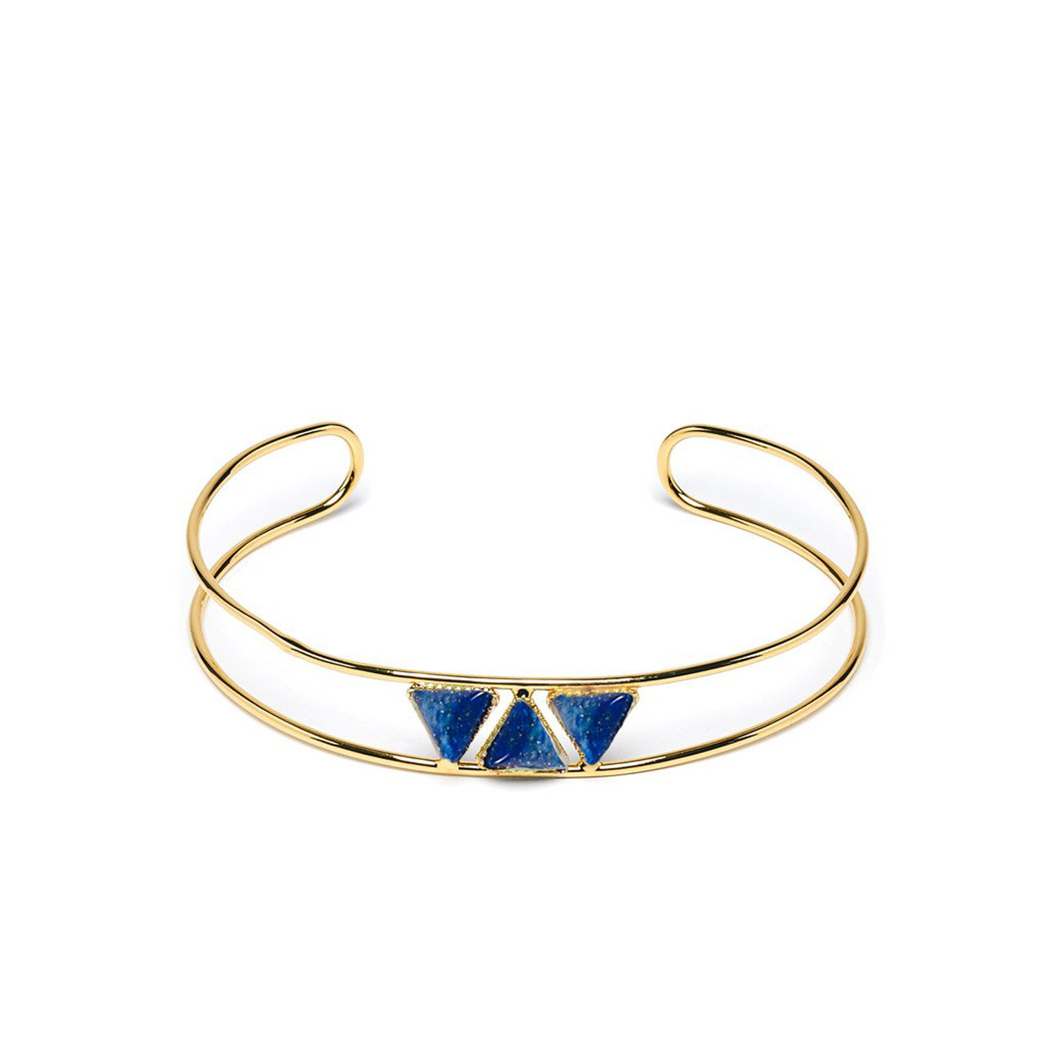 Bracelet jonc Emma et Chloé 3 triangles lapis lazuli