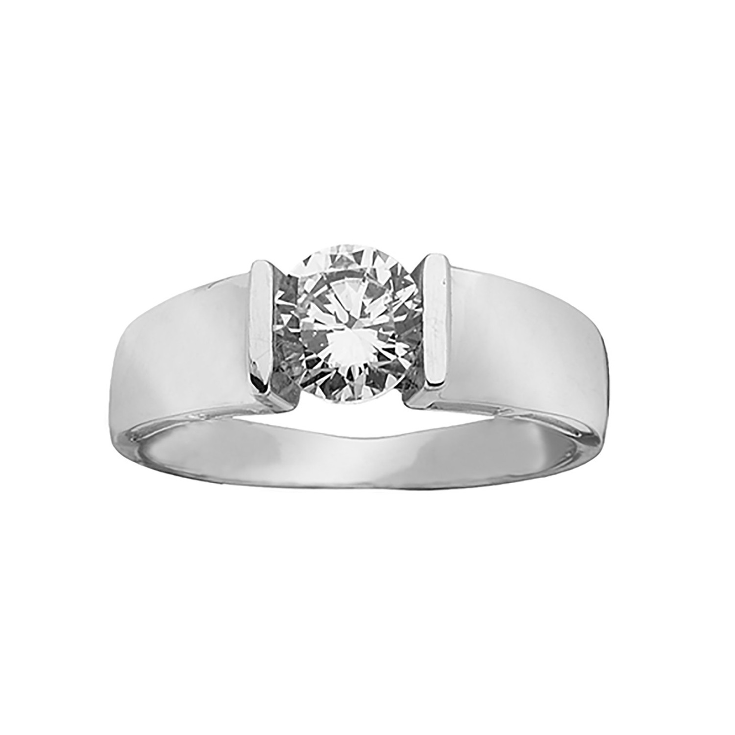 Solitaire Brillaxis or blanc 18 carats