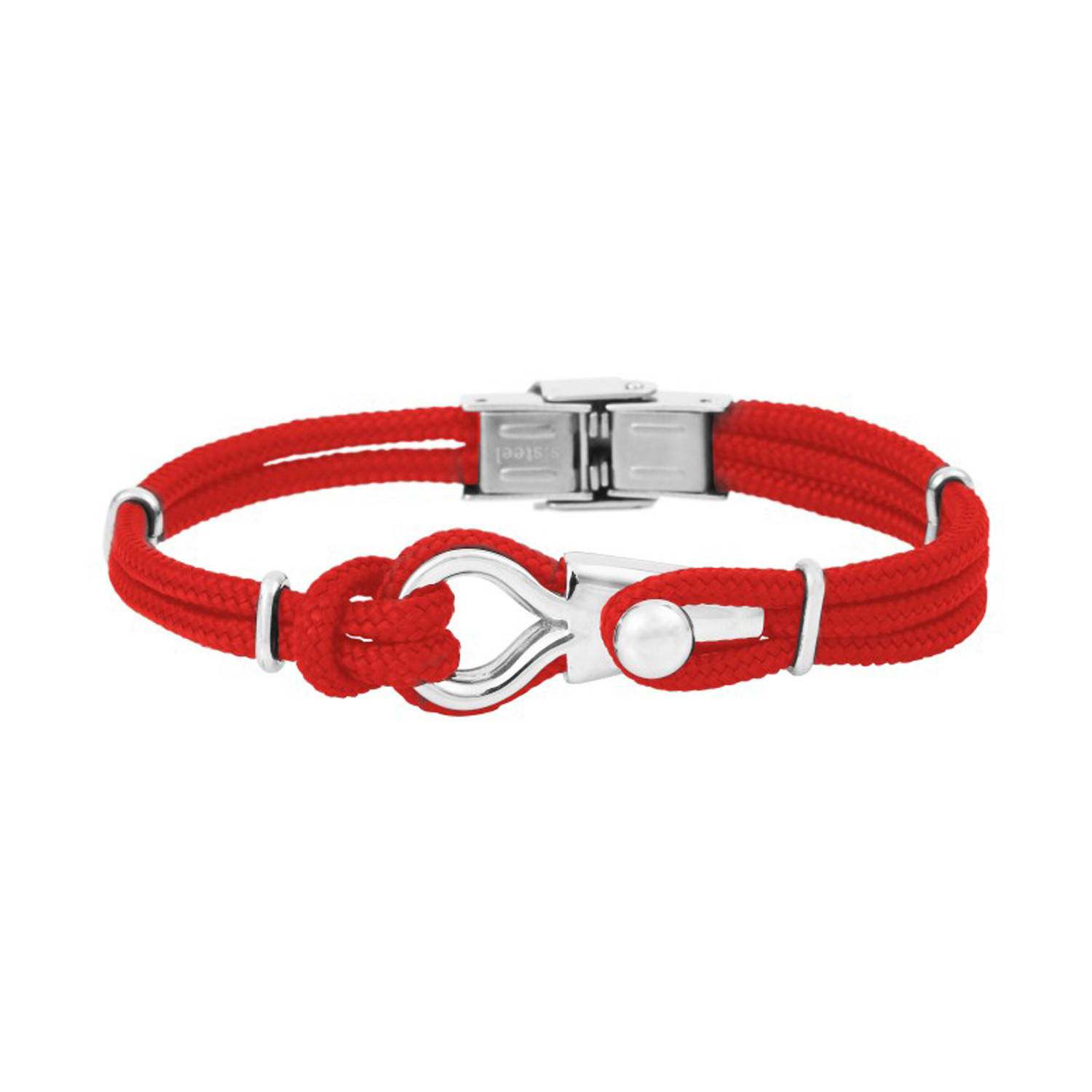 Bracelet Elden Amarre Bollard acier et cordon marin
rouge