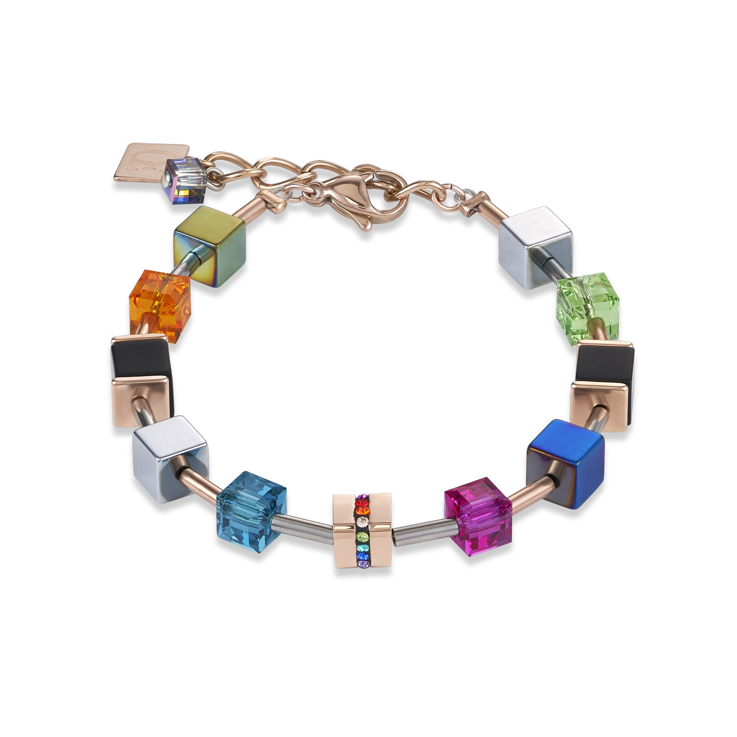 Bracelet Coeur de Lion GeoCube cristaux multicolores