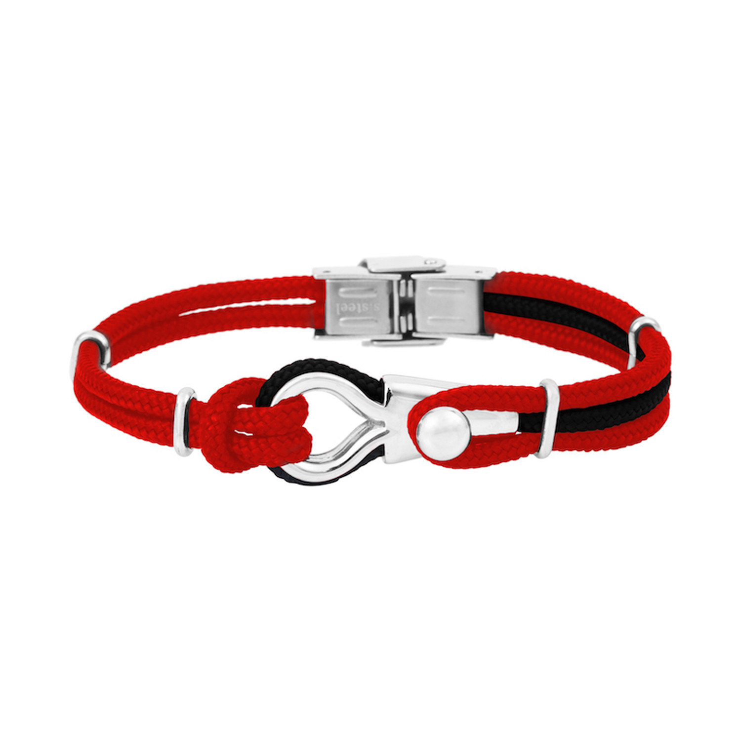 Bracelet Elden Amarre Bollard acier et cordon marin
rouge/noir