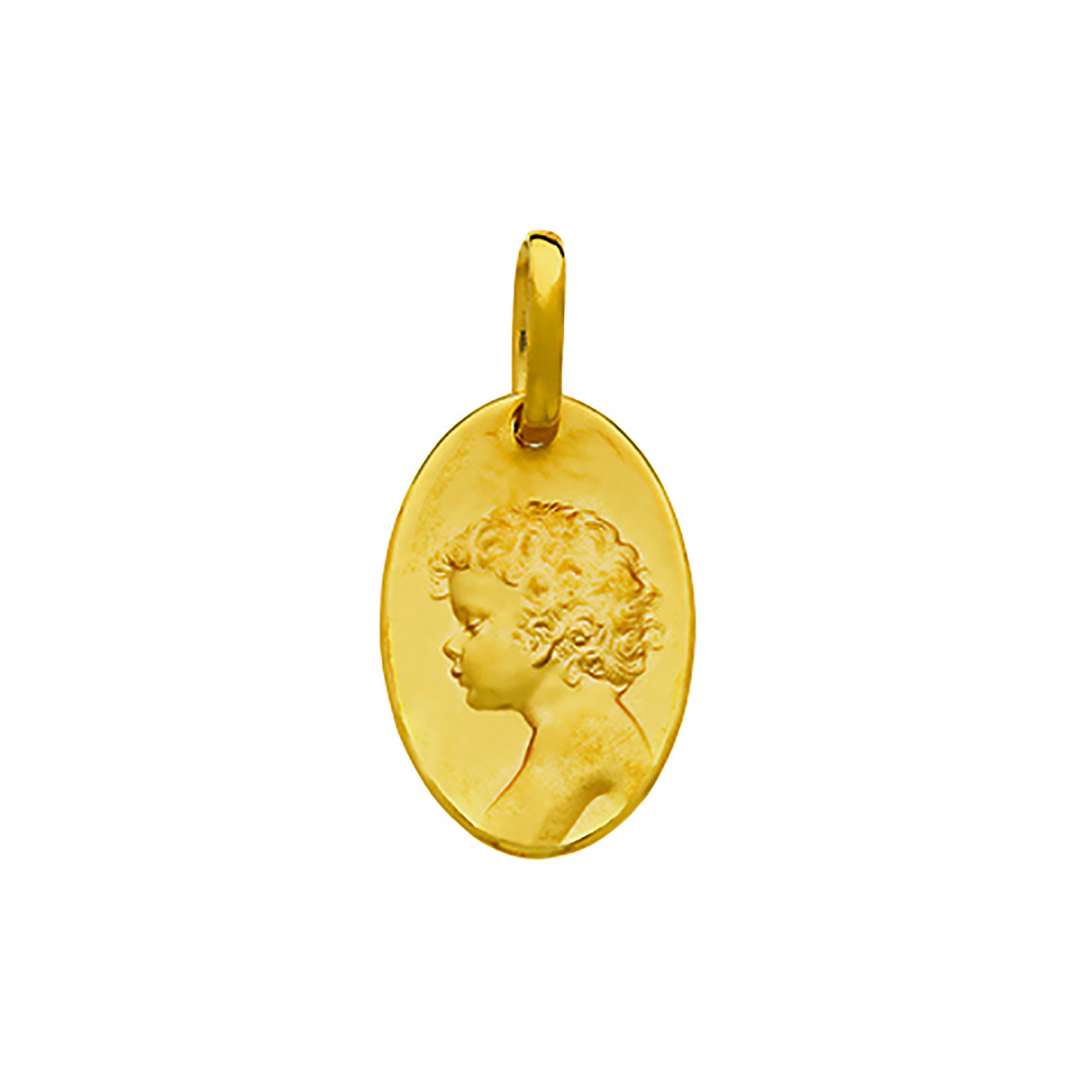 Médaille ovale profil enfant or jaune 18 carats