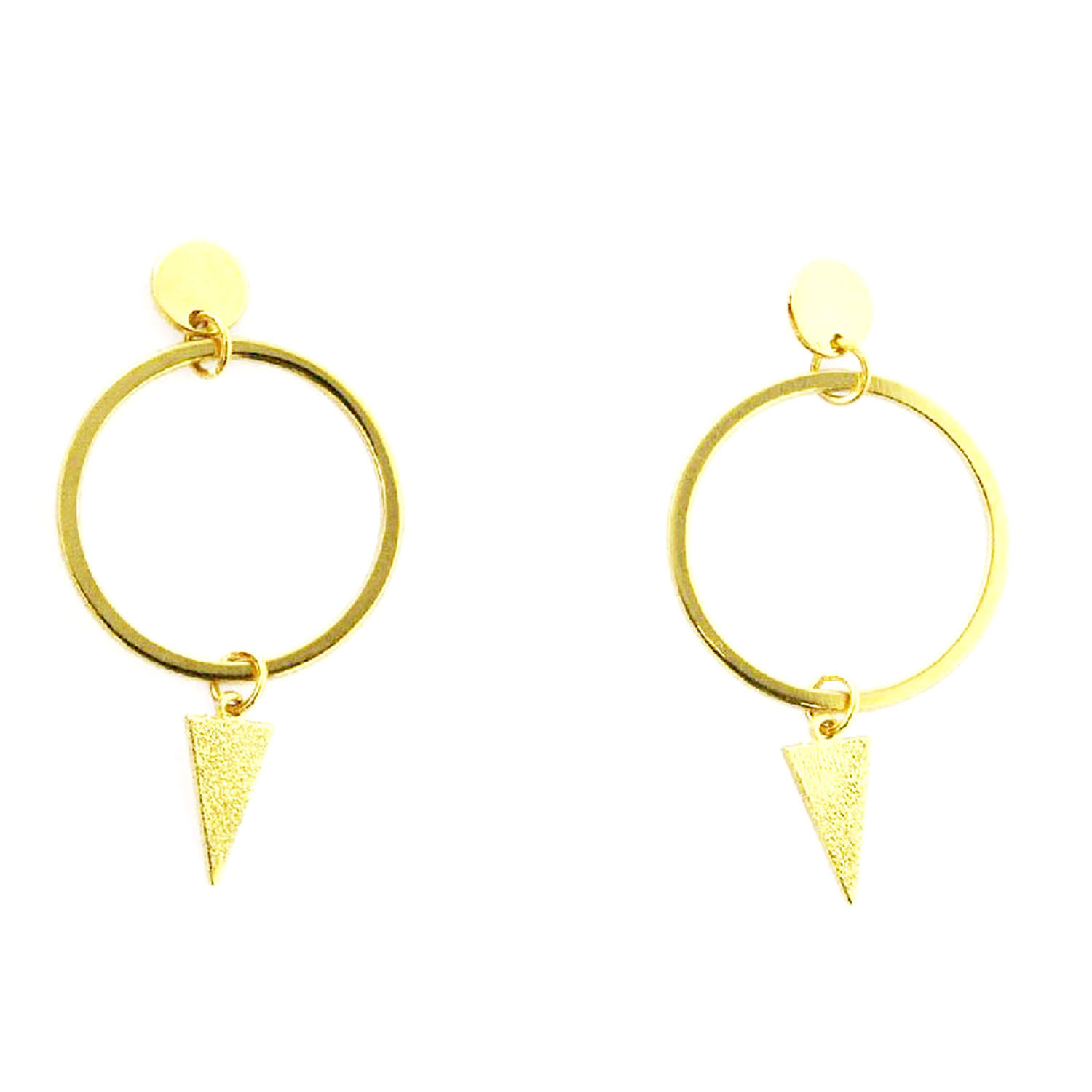Boucles d'oreilles cercle pampille triangle or