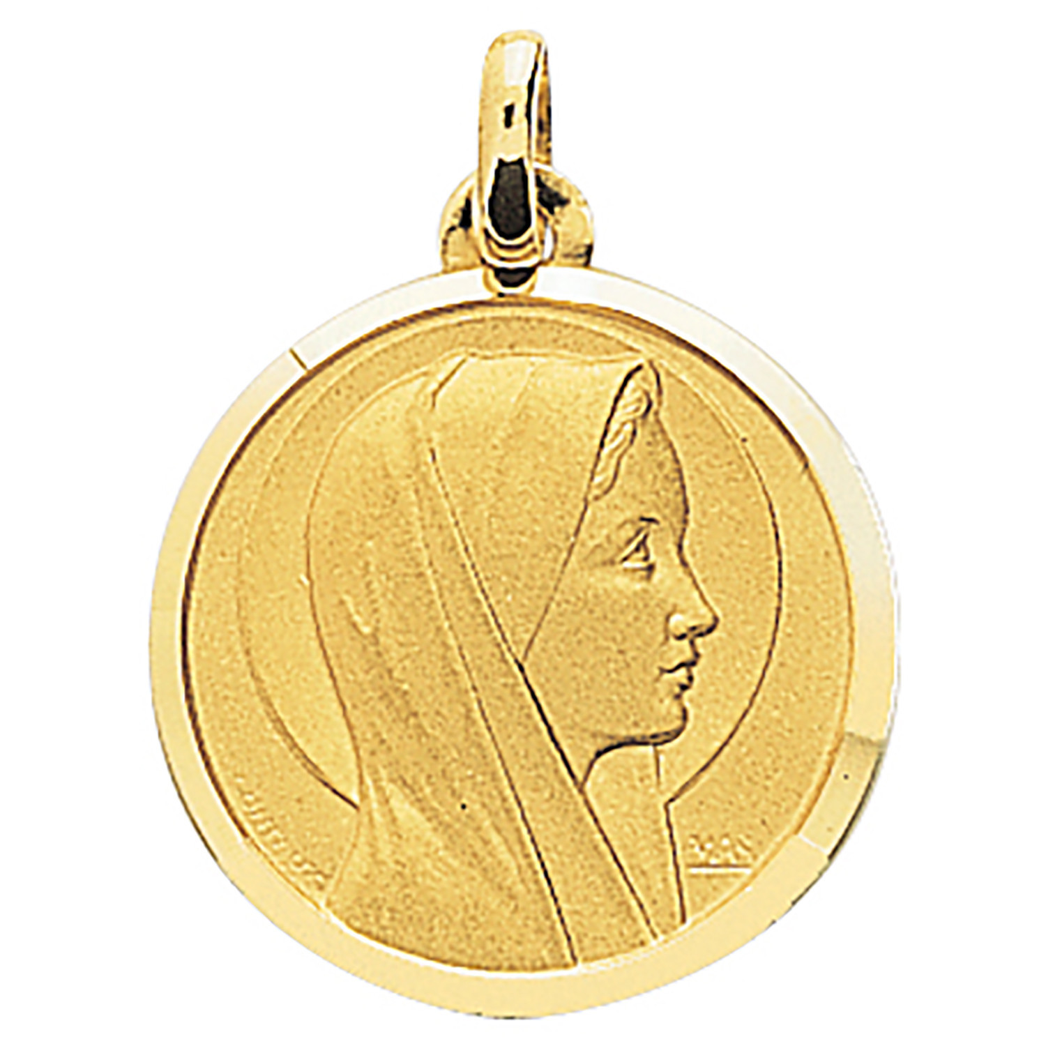 Médaille Brillaxis vierge or jaune profil droit
